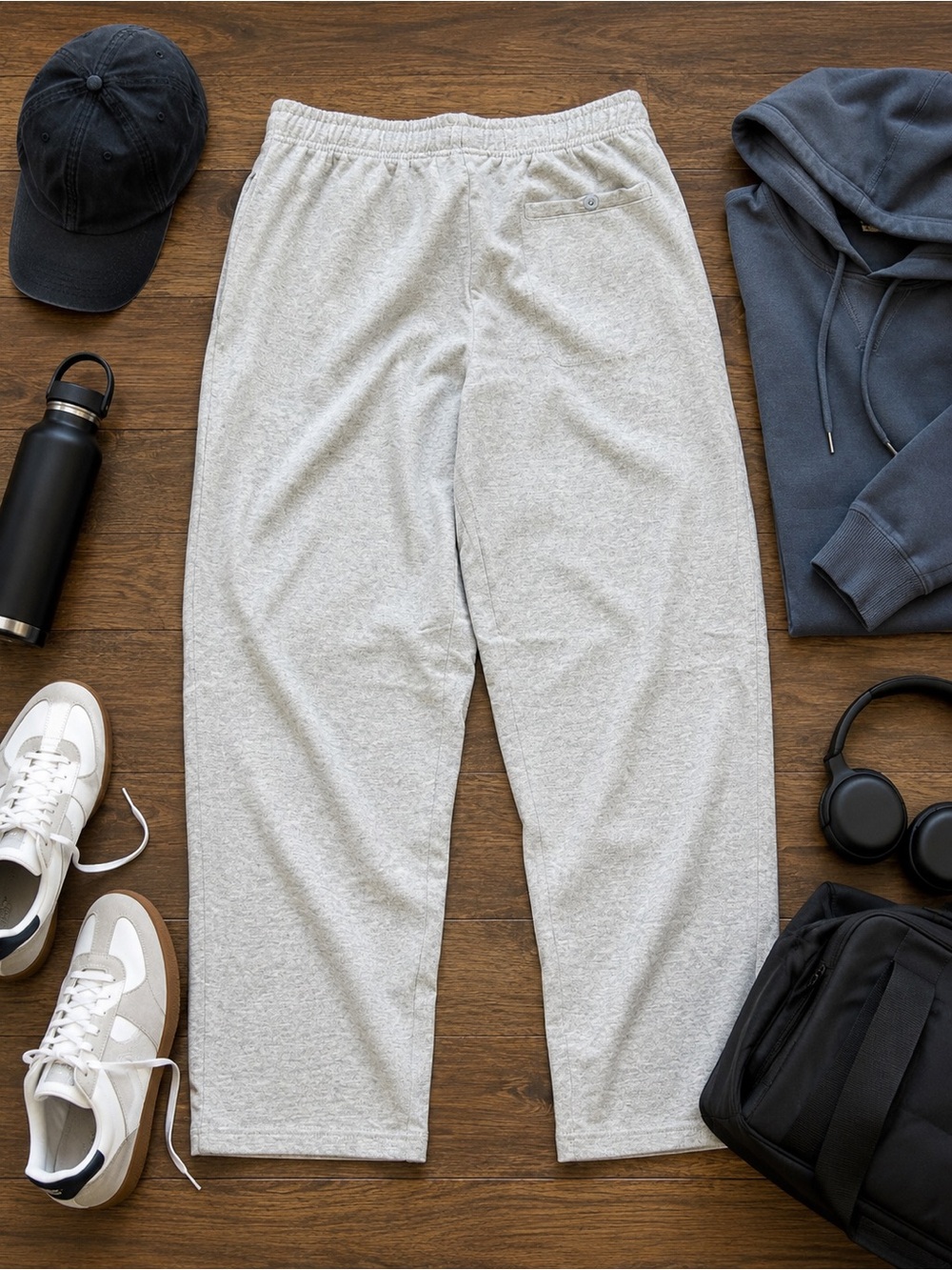 Lands’ End Gray Lounge Sweatpants Men’s L/T Relaxed Drawstring Wide Leg